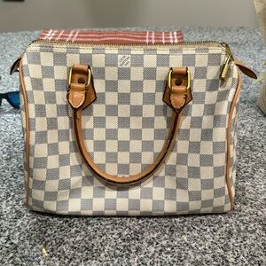 ~LOUIS VUITTON Speedy 30 Damier Azur Satchel Bag in White~😍
